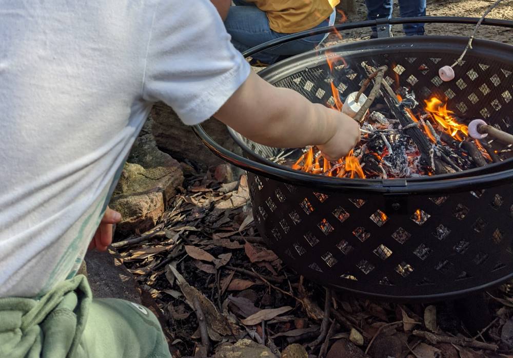 bush playgroup blaxland preschool kindergarten roasting marshmallows over a fire