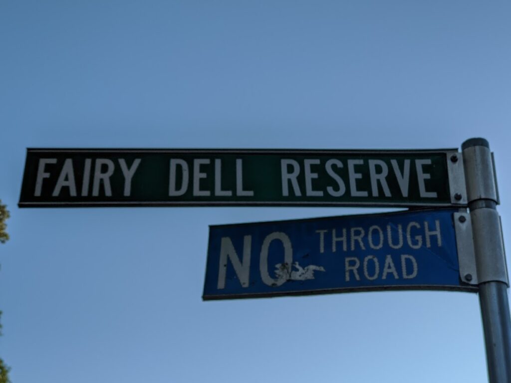 Fairy Dell Reserve sign, Springwood, bushwalks for kids in the Blue Mountains