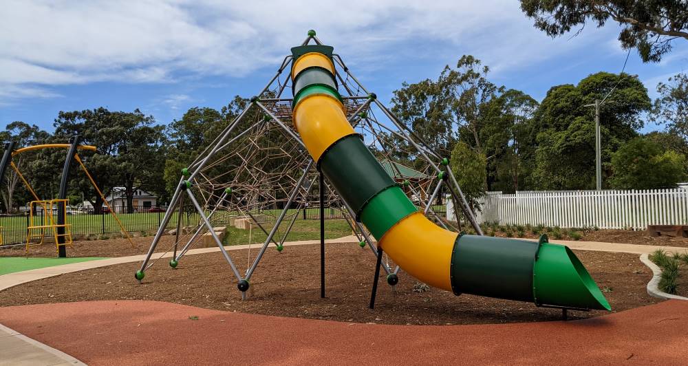 Glenbrook Park and playground large slide and climbing tower