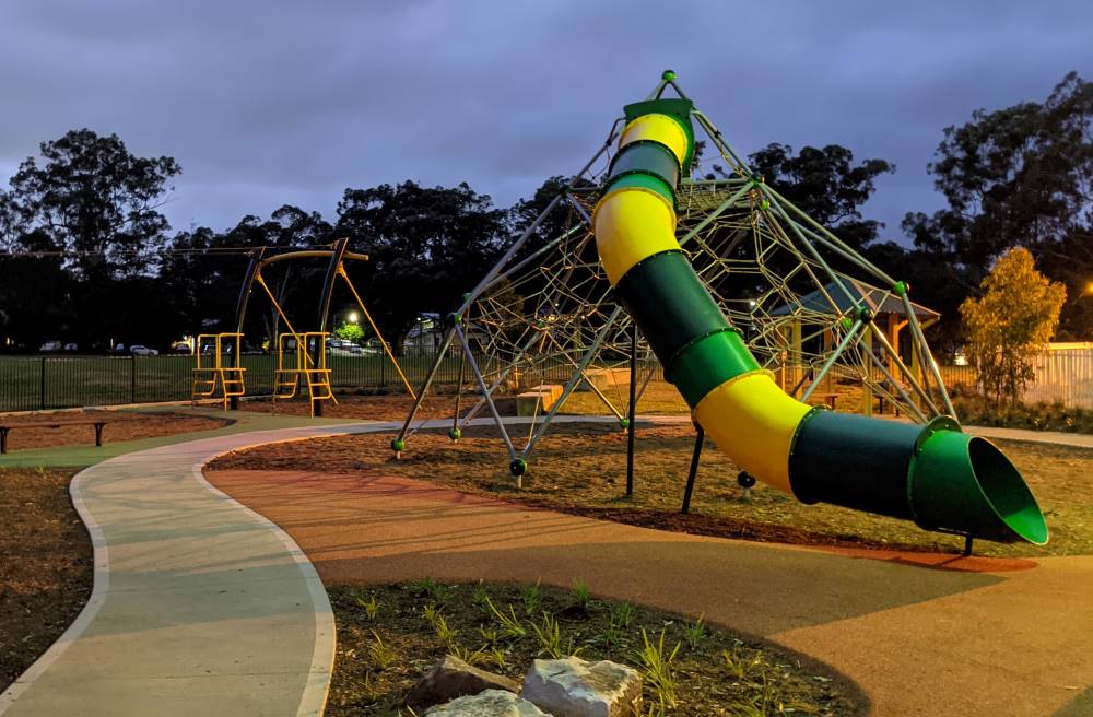 Glenbrook Park and playground climbing tower and large slide