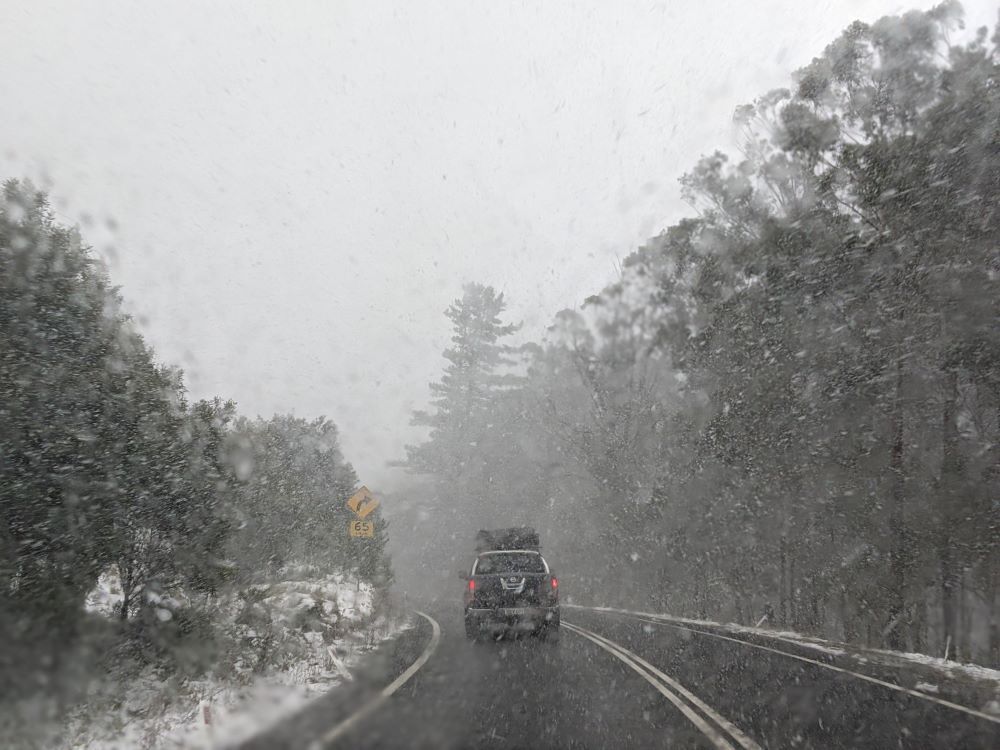 road safety in the snow, blackheath, oberon, blue mountains