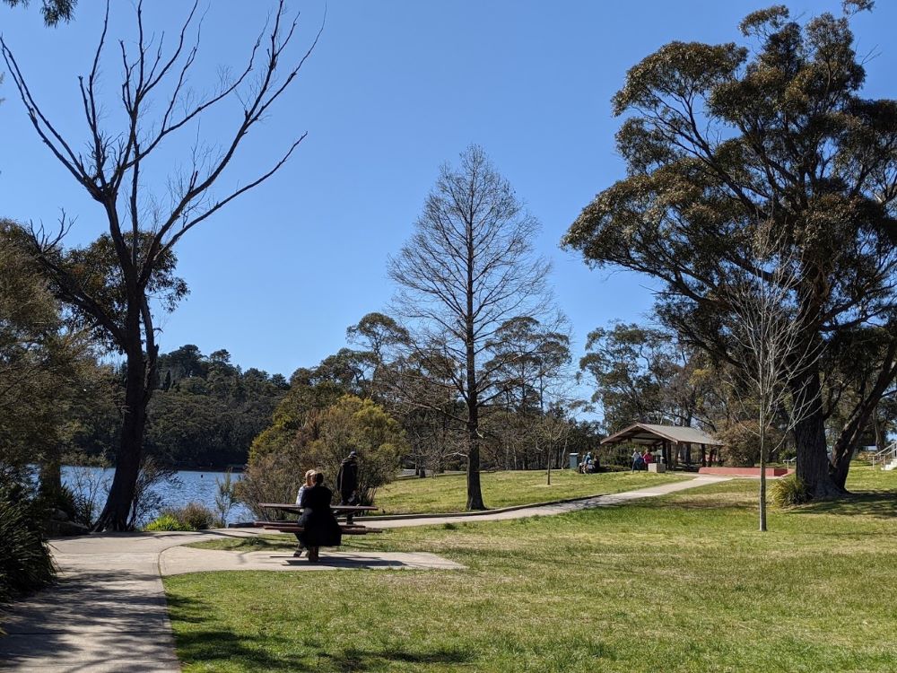 wentworth falls lake walking on the path to the pirate ship park
