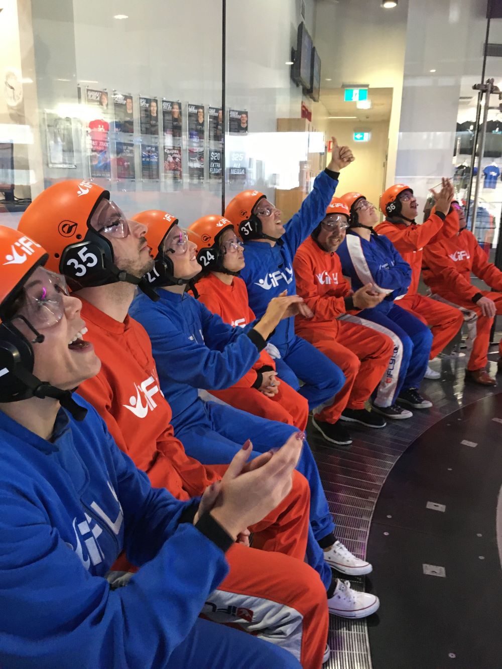 ifly penrith sydney west group celebrating at ifly indoor skydiving