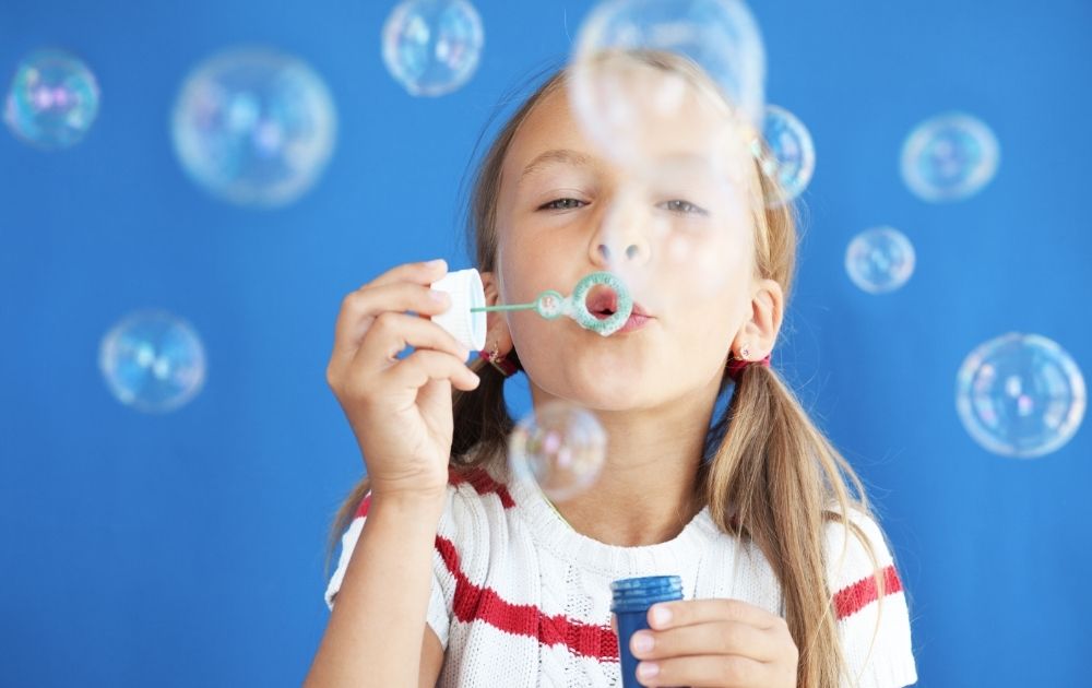 calm down activities for kids, blow bubbles