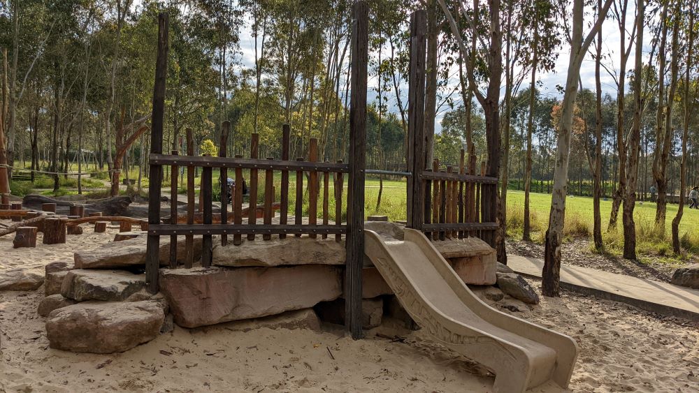 little children's slide at lizard log nature playground