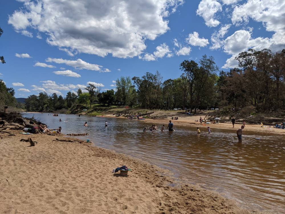 Yarramundi Reserve on a sunny day - water play