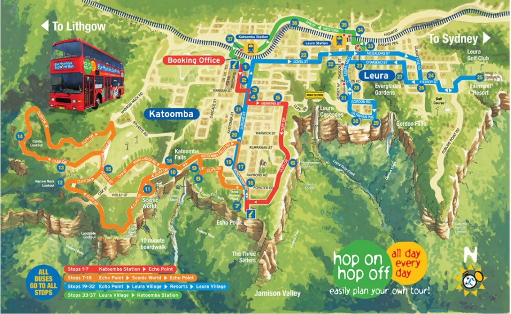 blue mountains explorer bus map and timetable
