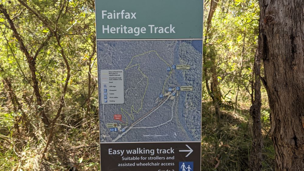 fairfax heritage track blackheath blue mountains national park sign