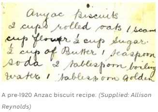 anzac biscuits pre-1920s recipe