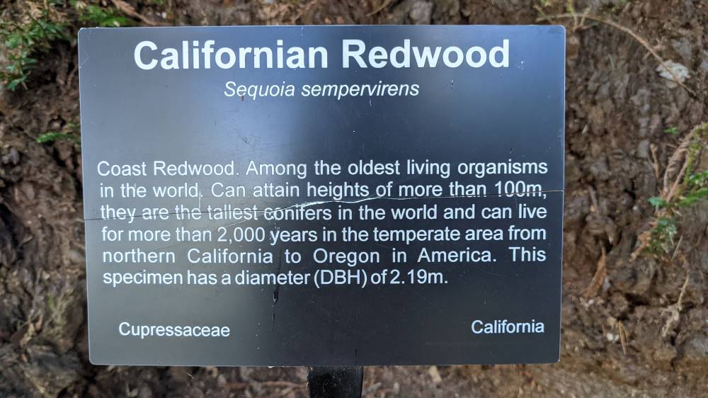 Blue Mountains Botanic Gardens Mount Tomah californian redwood sign