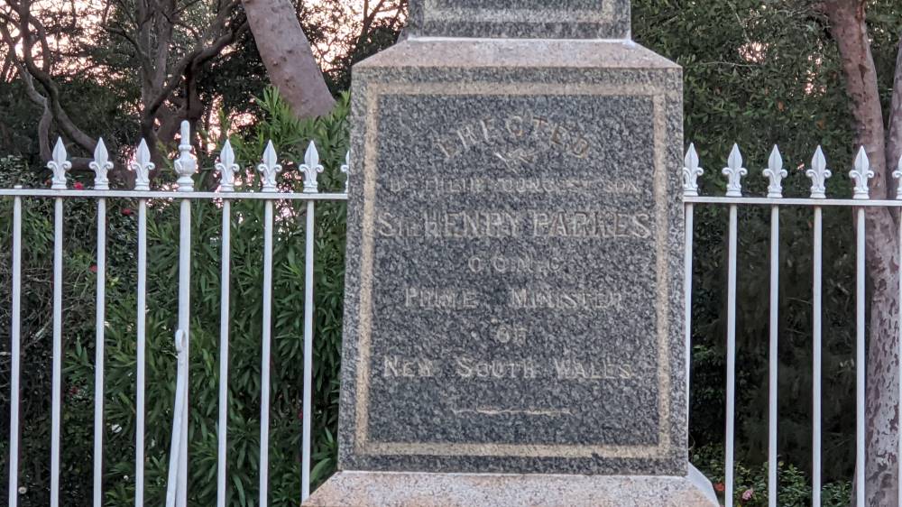 Victory Track Faulconbridge Sir Henry Parkes grave