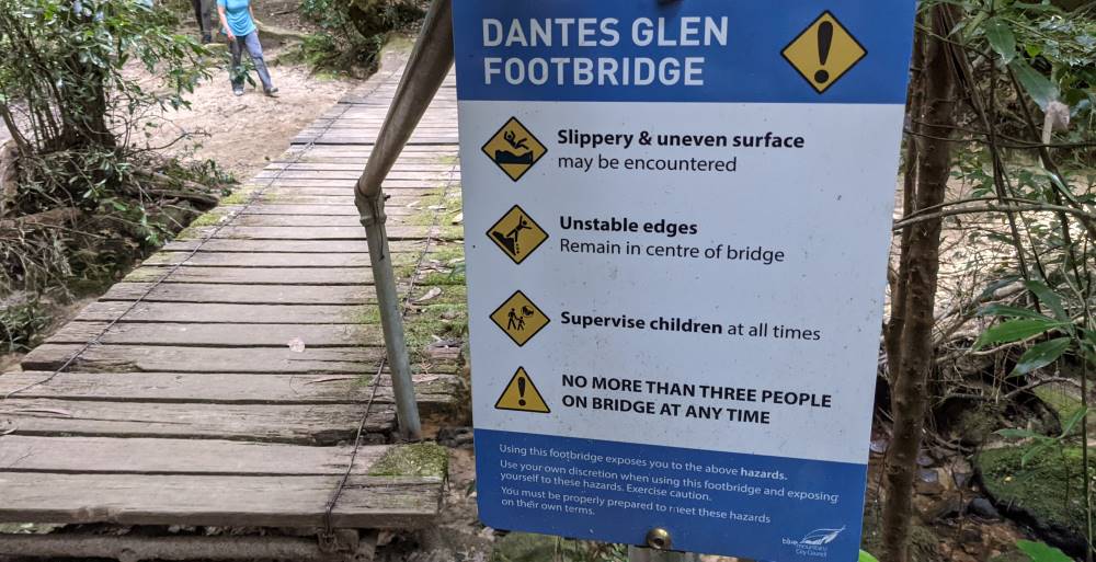 dantes glen walking track lawson dantes glen footbridge