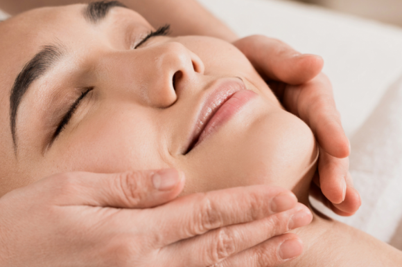 lady getting a facial at the ubika spa at fairmont resort and spa blue mountains