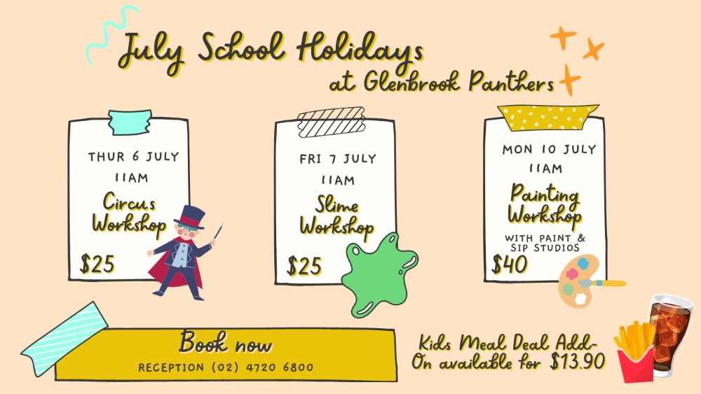 Winter school holidays activities calendar at Panthers Glenbrook