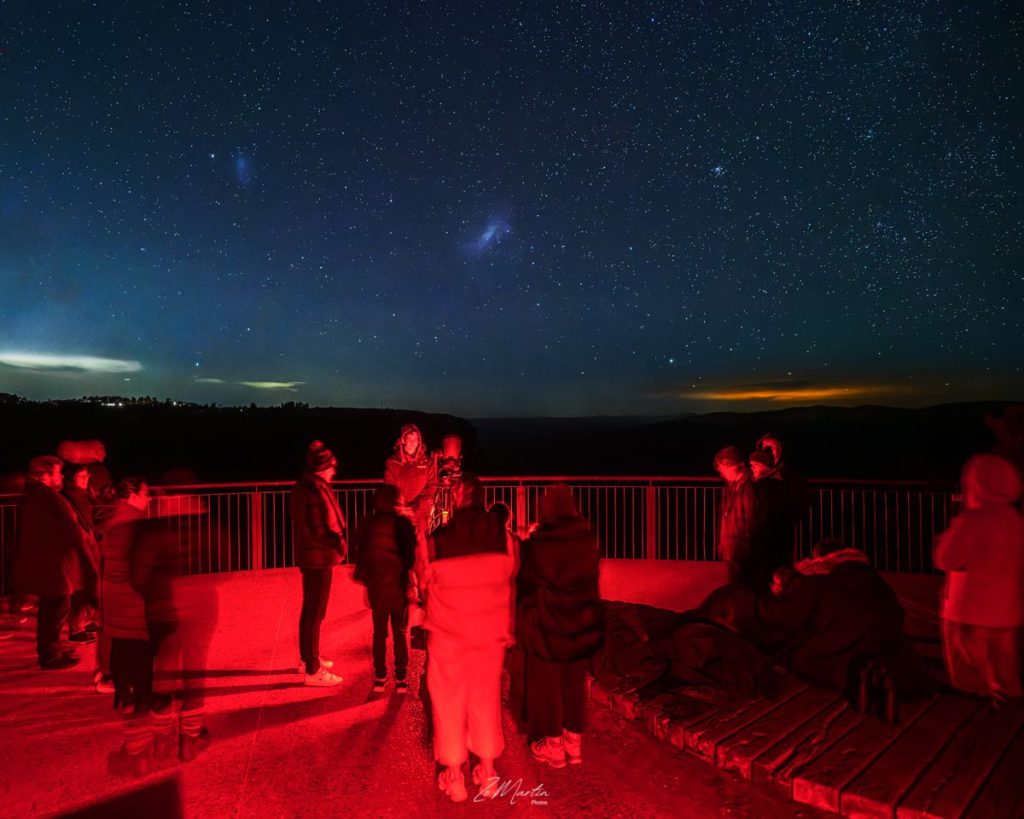 Tom from Blue Mountains Stargazing is talking to our tour group in July 2023 under a perfect Winter night sky.
