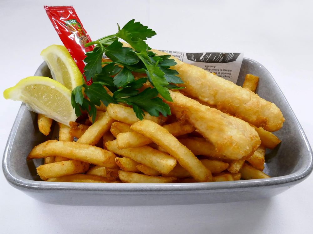 fish and chips kids eat free meal at Henry Lawson Club, Werrington County