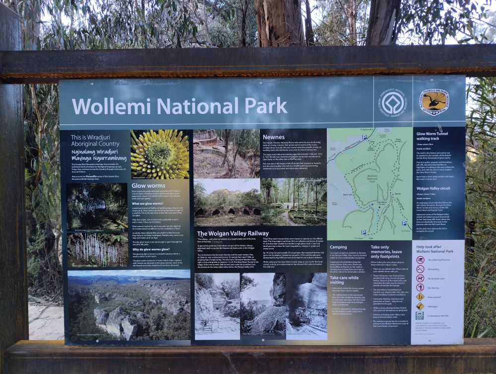 wollemi national park information sign